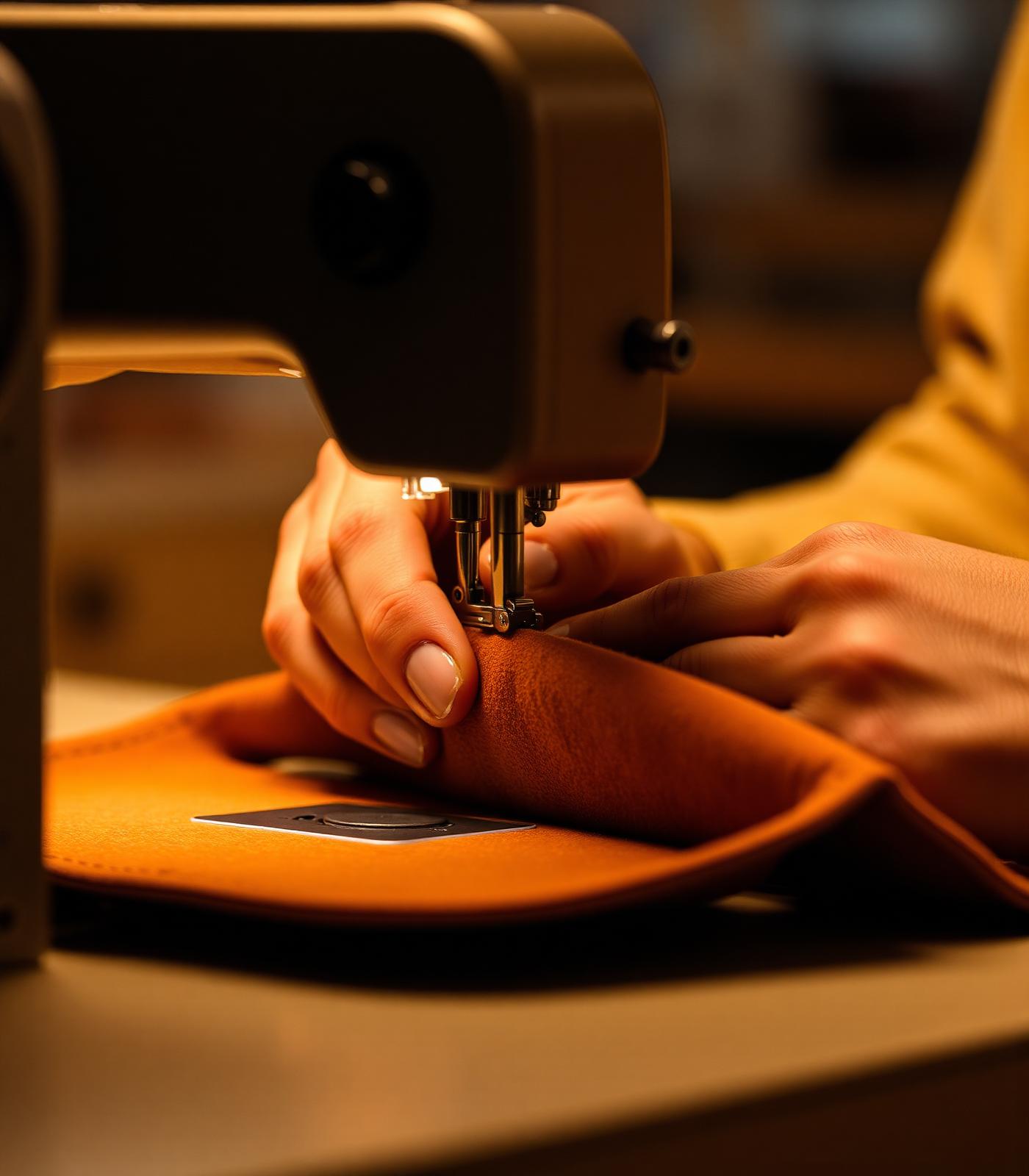 Artesão trabalhando em estofado premium